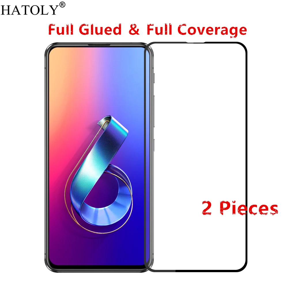 2Pcs Asus Zenfone 6 ZS630KL Glass Tempered for Film Full Glue Screen Protector 6Z | Мобильные телефоны и аксессуары