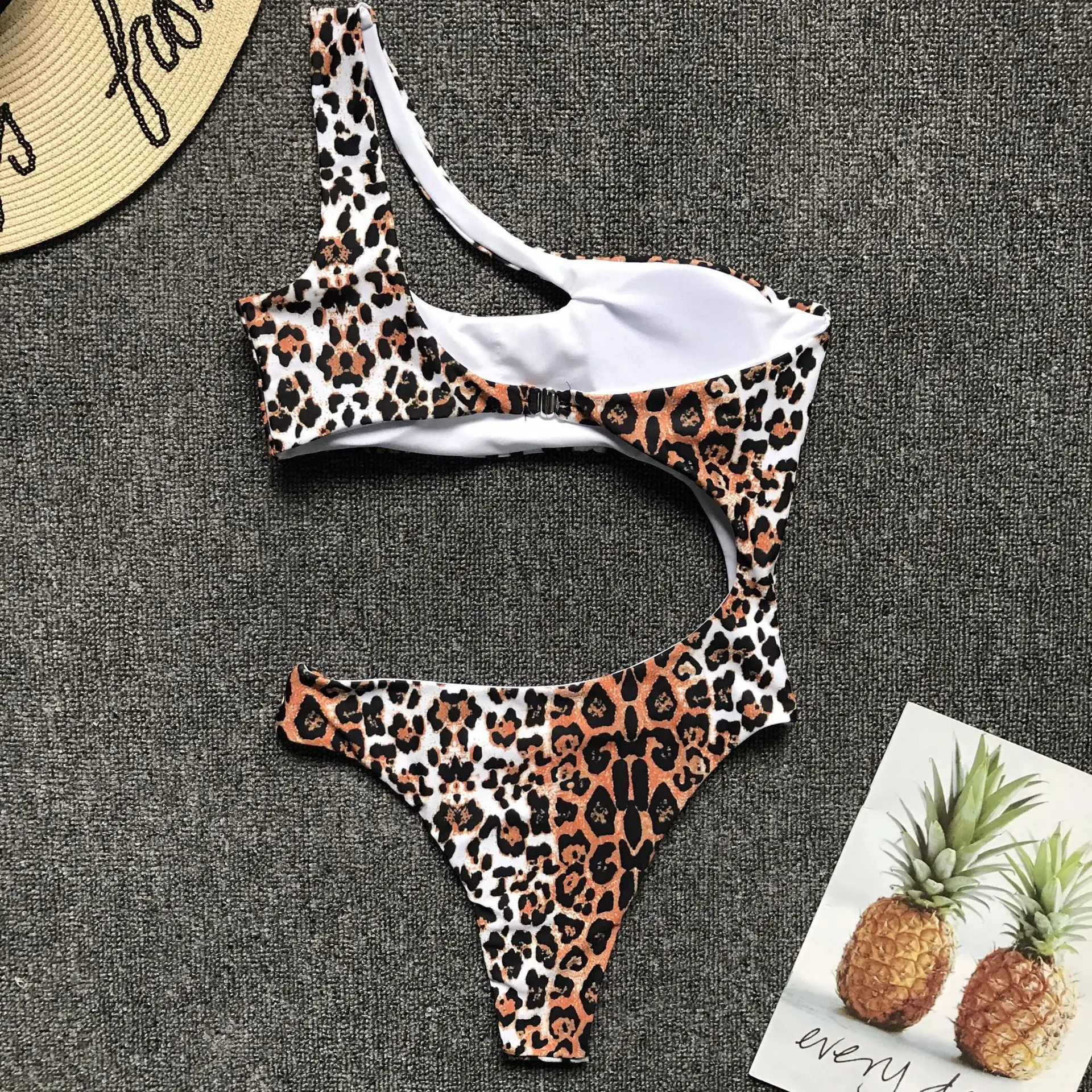 9 Colors Sexy Women Leopard Print Bikini Set Single Shoulder Swimwear One Piece Beachwear Female Midriff Woman Swimsuit