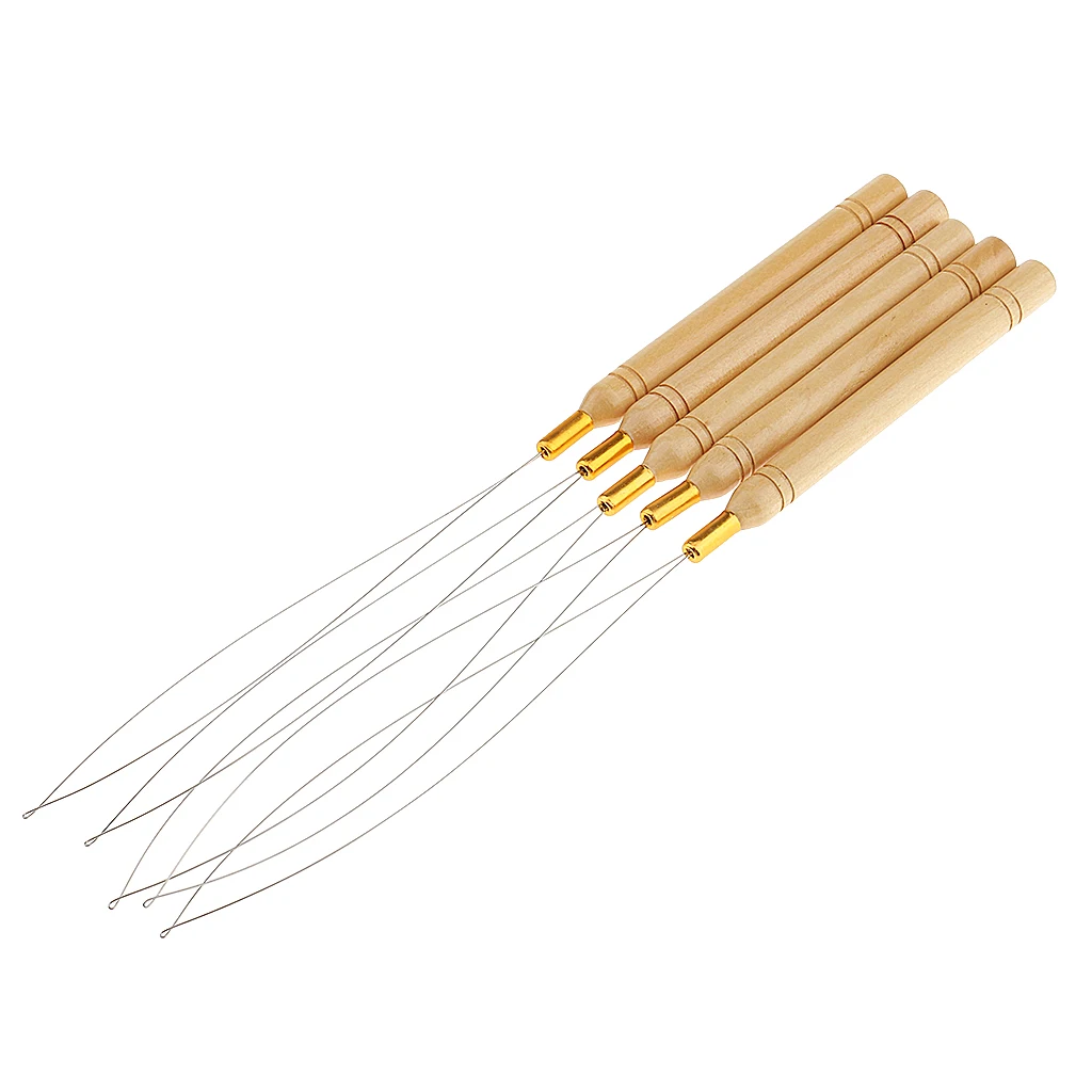 5 Pieces Professional 5Pcs Micro Rings Wooden Handle Loop Needle 