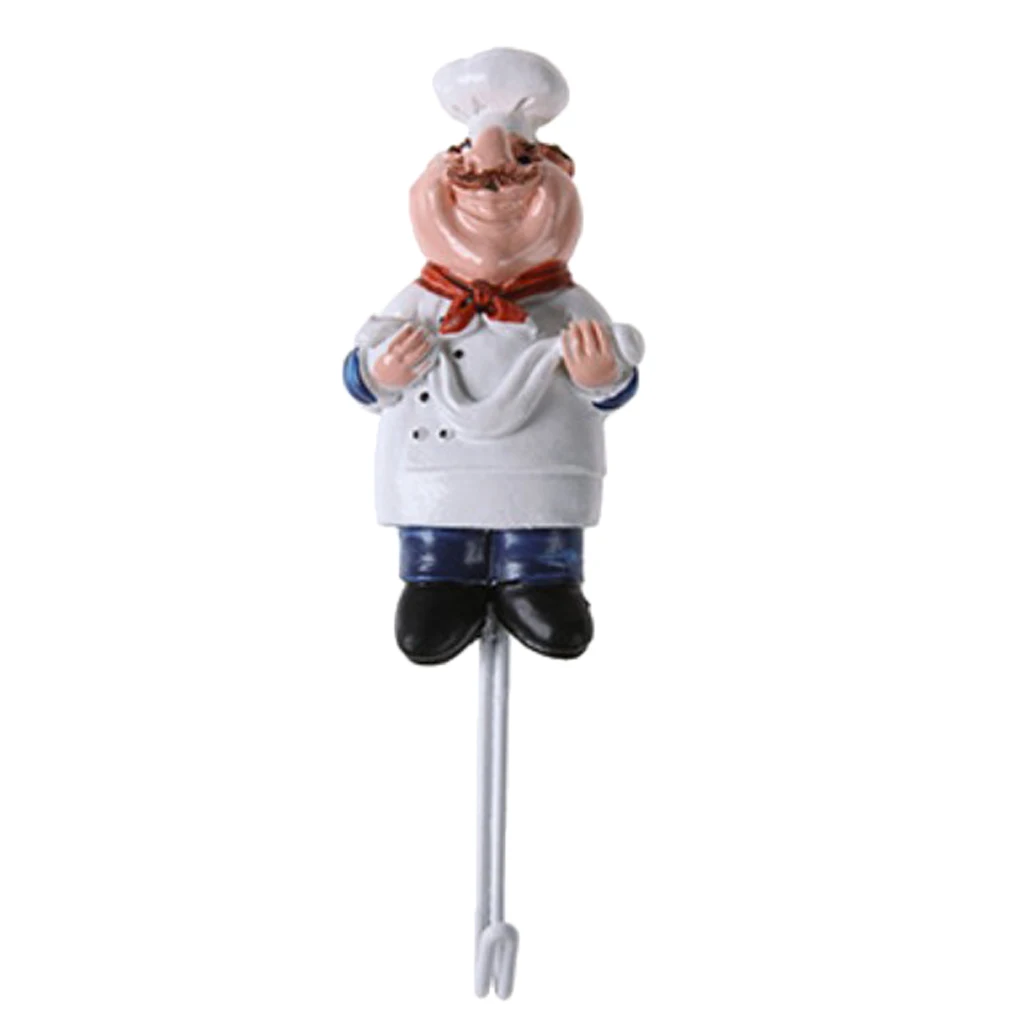 Cartoon Chef Style Resin Self-adhesive Wall Hooks For Kitchen Tools Hanging Clothes Coat Hat Towel Accessories