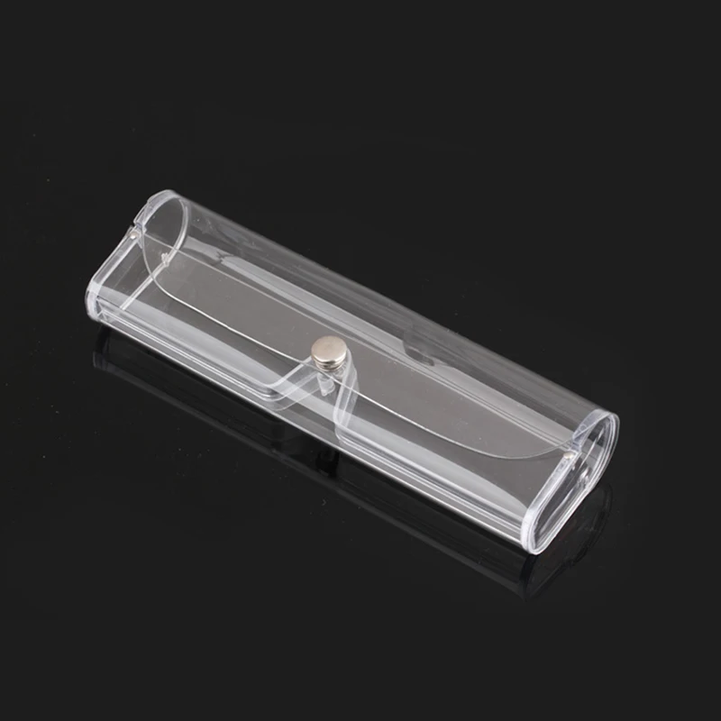 

1PCS Transparent Plastic Protector Case Soft Eye Glasses Storage Box Metal Button Sunglasses Box New Arrival