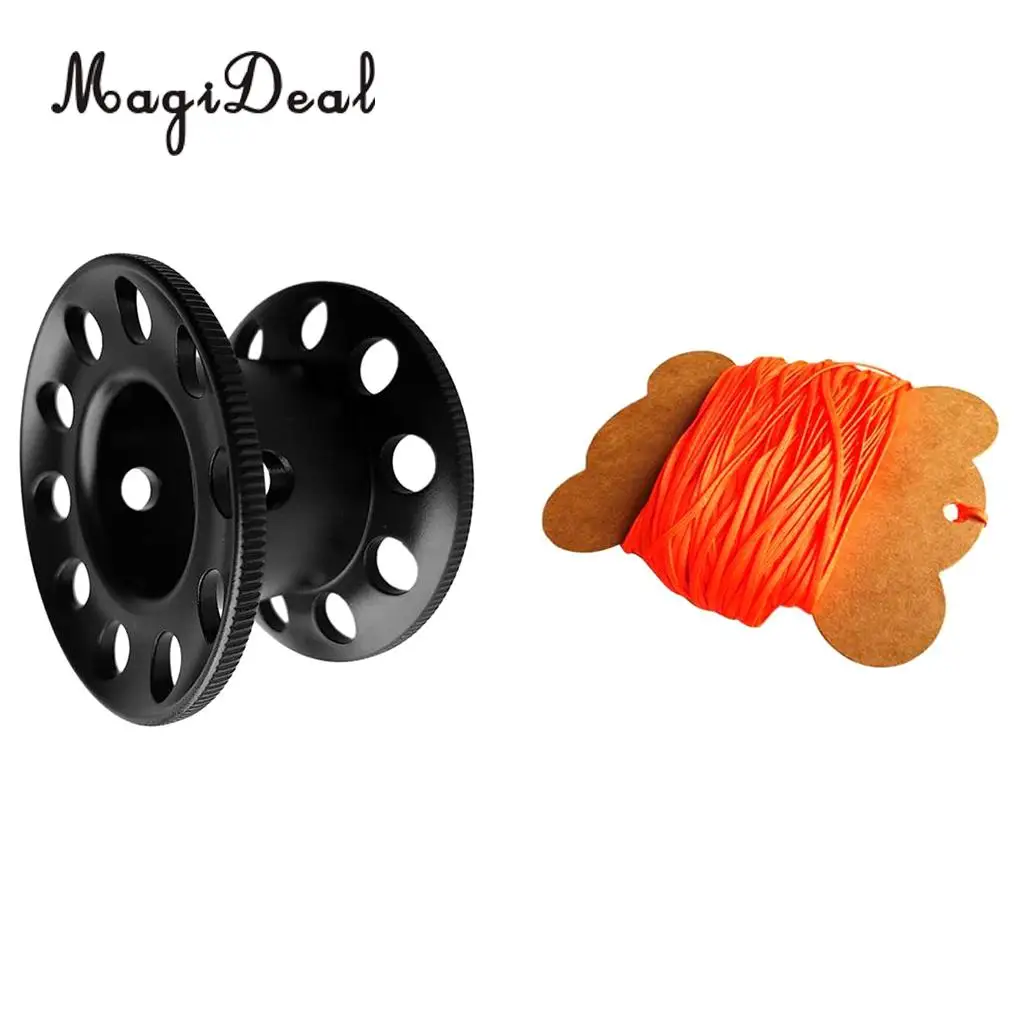 Scuba Diving Finger Spool Reel + 2mm 50m/164ft High Visibility Strong Strength Flat Dive Guide Line Snorkeling Diver Accessories