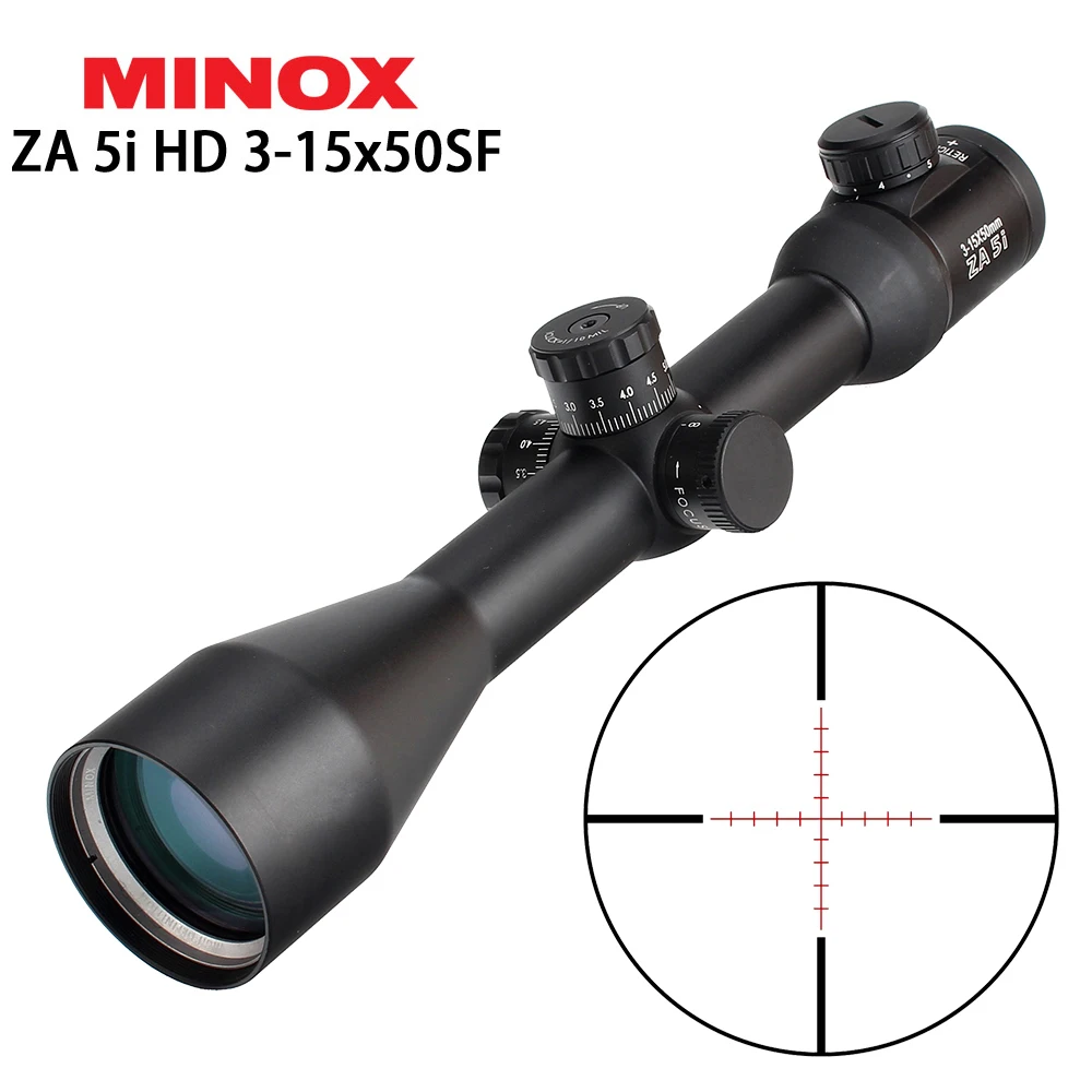 

MINOX ZA 5i HD 3-15x50 SF Tactical Sight Red Illuminated Glass Etched Reticle Side Parallax Turrets Lock Reset Shooting Hunting
