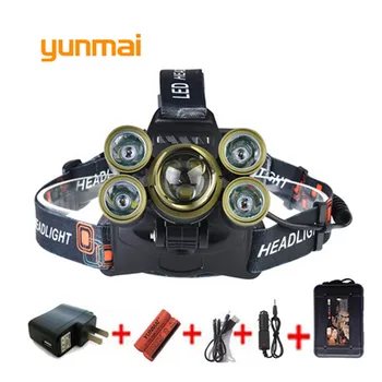 

USB 20000 Lumens 7 LED Headlamp 3 * XML T6 + 4Q5 Head Lamp Powerful LED Headlamp Zoom Head Lamp 18650 Battery Fishing Hunting