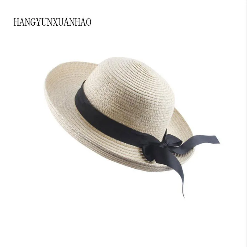

2019 Summer Straw Hat Women Big Wide Brim Beach Hat Sun Hat Foldable Sun Block UV Protection Panama Hat Bone Chapeu Feminino