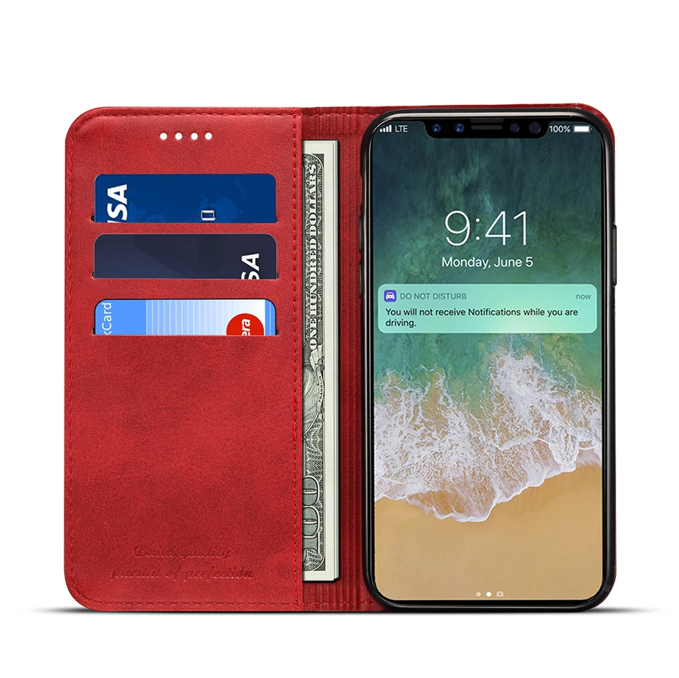 !ACCEZZ Luxury Leather Phone Case Card Pocket Full Protective Cover For iphone X XS MAX XR Wallet Flip Cases Shell Stand Holder (10)