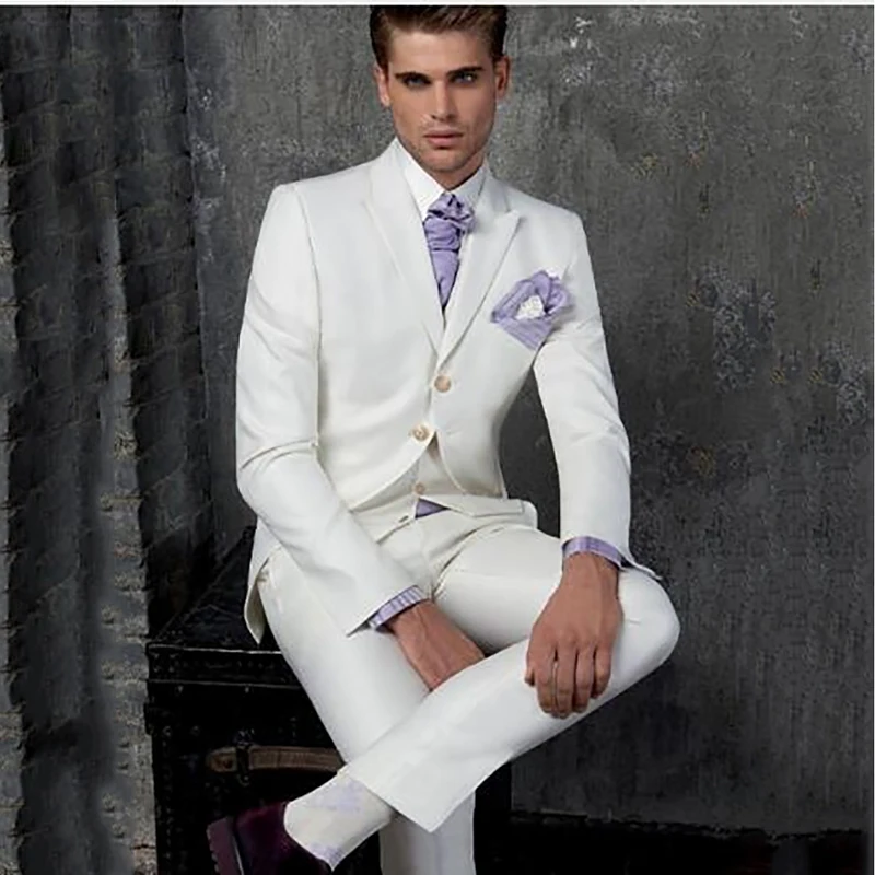 2019 новые белые Slim Fit изготовленный на формальный заказ свадебные костюмы для мужчин Жених костюмы смокинг блейзер для вечеринки куртки Для