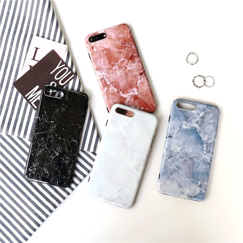 

Luxury Marble Case For iPhone 8 7 7plus White/Black/Red/Blue Color Soft TPU Cover for IMD TPU Back Covers Capa Fundas