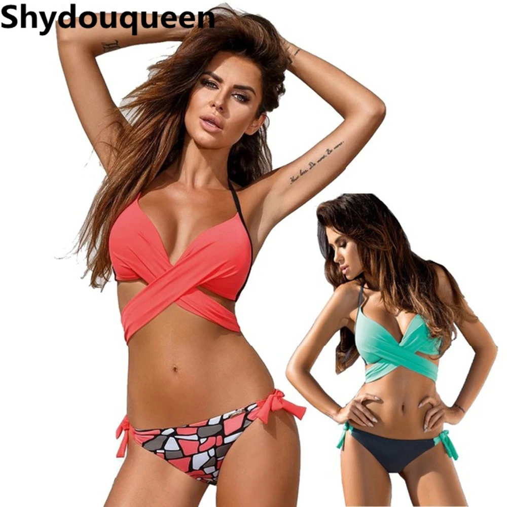 Shydouqueen S 2XL бикини с коррекцией фигуры большой плюс размер женщин купальники