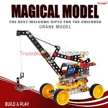 

Free shipping Metal assembled fancy toy truck crane crane model alloy DIY disassembling specials