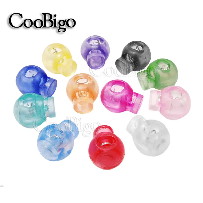 

5pcs Cord Lock Round Ball Colorful Stopper Toggle Clip Transparent Clear Frost Shoe Lace Outdoor Backpack Bag Parts