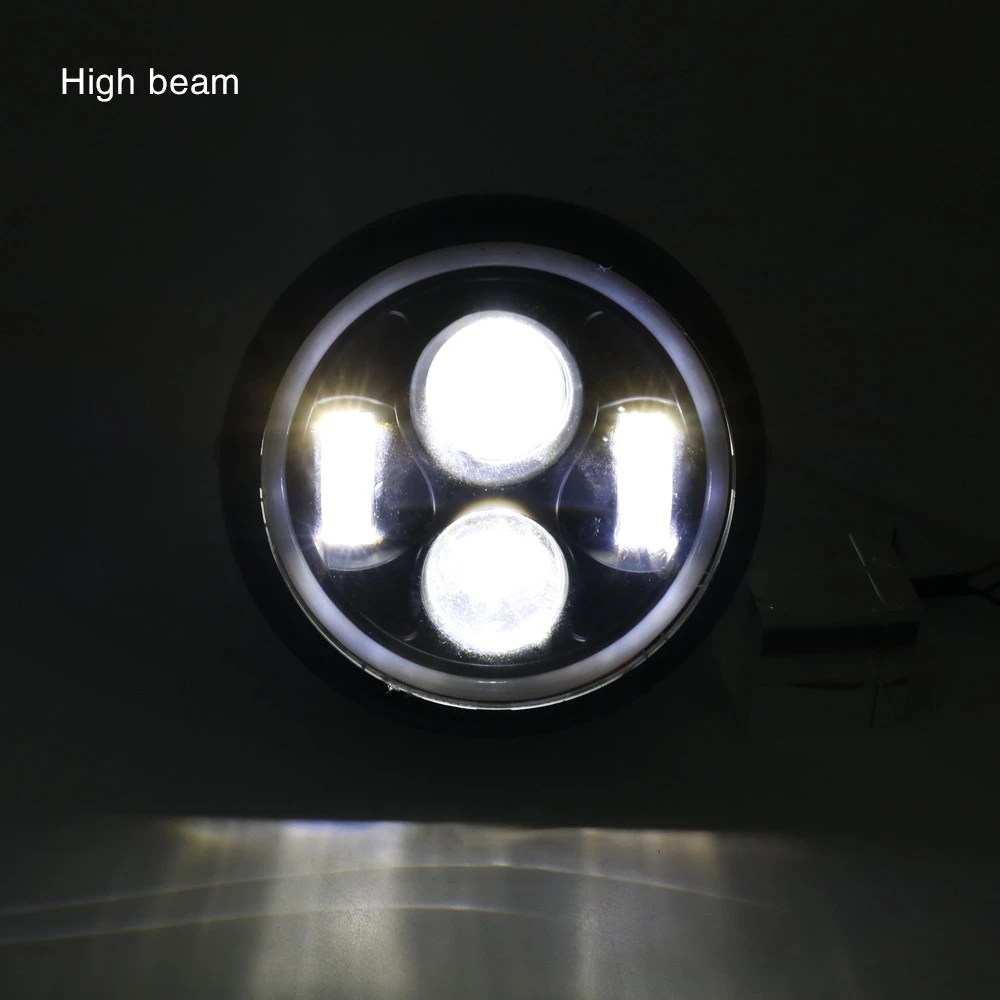  6.5 Motorcycle LED Headlight Hi&Lo HeadLamp Bulb DRL With Angel Ring for Harley Sportster Cafe Racer Bobber (46)