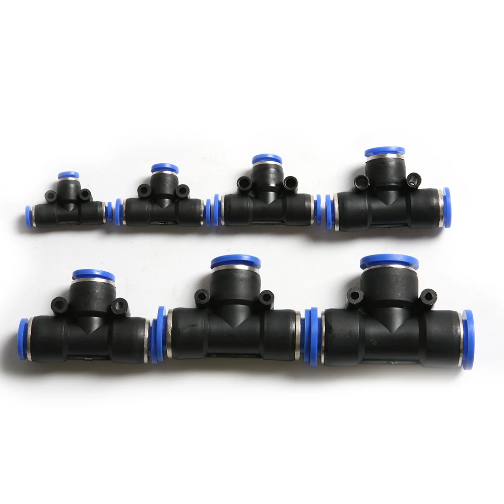 

5Pcs/Lot T shaped Pneumatic Fitting PE4 6 8 10 mm Push In Tee 3 Way Fitting Plastic Pipe Connector Quick Fitting Adapters