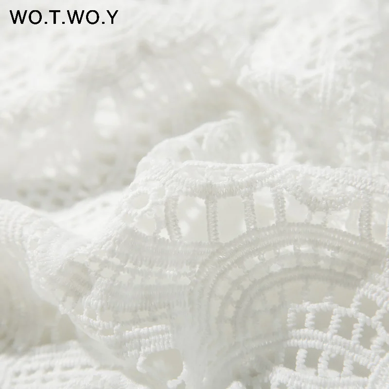 WOTWOY 2019 белые платья с вышивкой женские летние мини круглым вырезом и открытой
