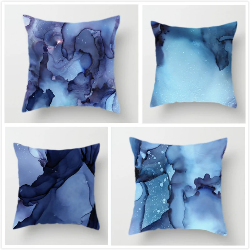 

Modern Abstract Light Luxury Linen or Peach Skin Cushion Cover Landscape Texture Pattern Printed Pillowcase Home Cushion Cover