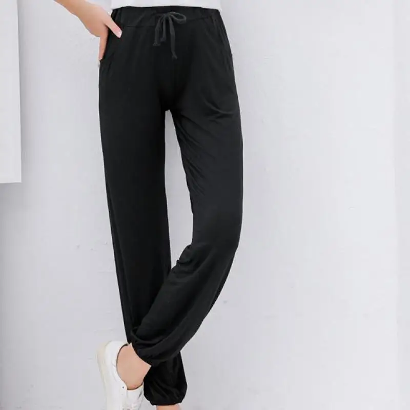 

Summer Spring Modal Loose Large Size Leisure Pants Female Lantern Free Fitness Broad Leg Ninth Pants Home Female Bottom Pants Xl