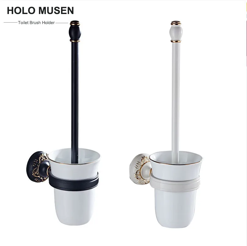 Vintage Style Ceramic Bathroom Toilet Brush Holder Black White Colors