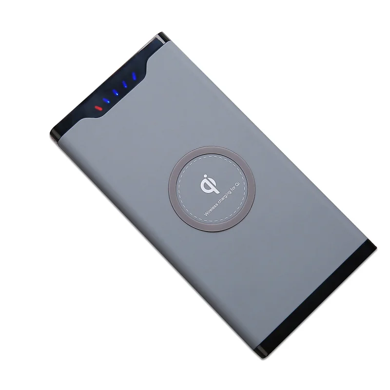 Портативное беспроводное зарядное устройство Qi power Bank для samsung iPhone Xiaomi Mi 9 10000mA Внешняя батарея быстрая Беспроводная зарядка power bank - Цвет: Серый