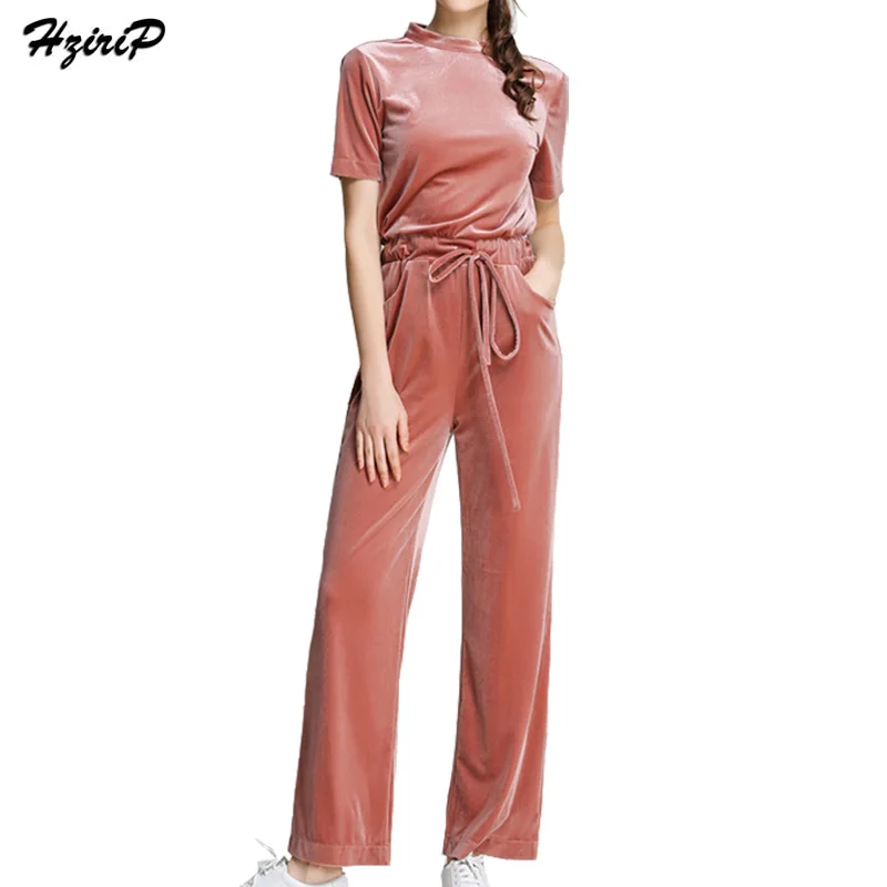 pink velvet jumpsuit