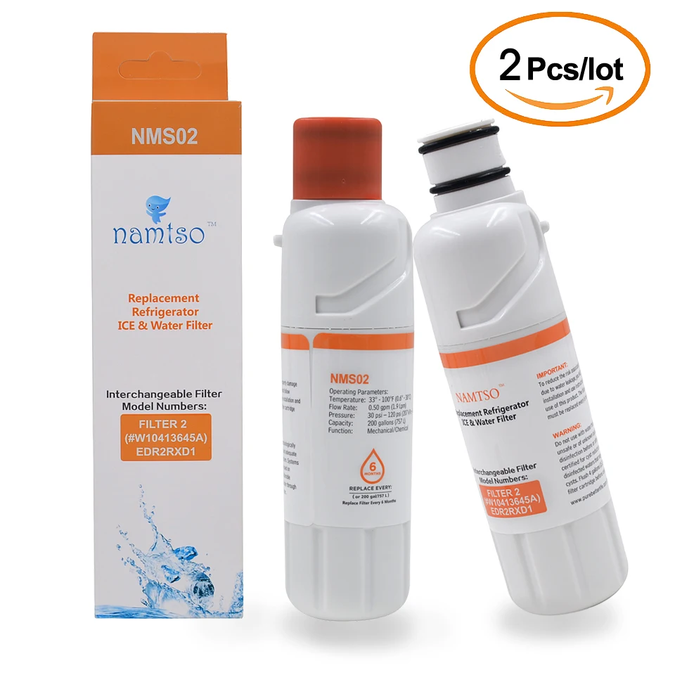 

Namtso NMS02 Drinking Water Filter Refrigerator Water Filter Replacement for Whirlpool EveryDrop EDR2RXD1 W10413645A 2 Pcs/lot
