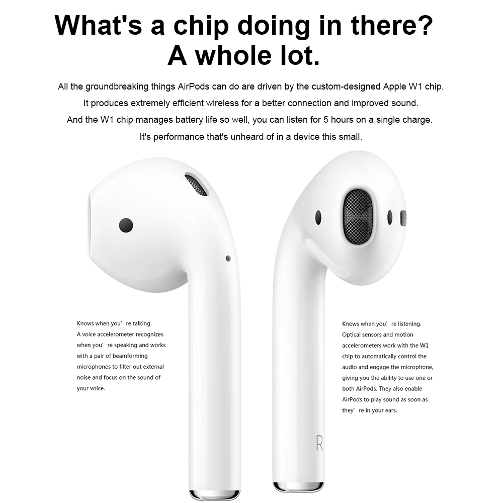 Оригинальные беспроводные наушники Apple AirPods 1st Bluetooth, музыкальные наушники с громкой связью для iPhone 7 8 X XR Max XS iPad Mac Apple Watch