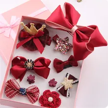 10 шт. Одежда для девочек темно-красные вельветовые серии заколка для волос, подарок для свадьбы дня рождения с рисунком с животными мотивами комплект заколок для волос#40-34