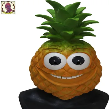 

2018 Top Grade Party Cosplay Mask Party Pineapple Costume Accessory TV Cartoon Fruit New Latex Pineapple Mask