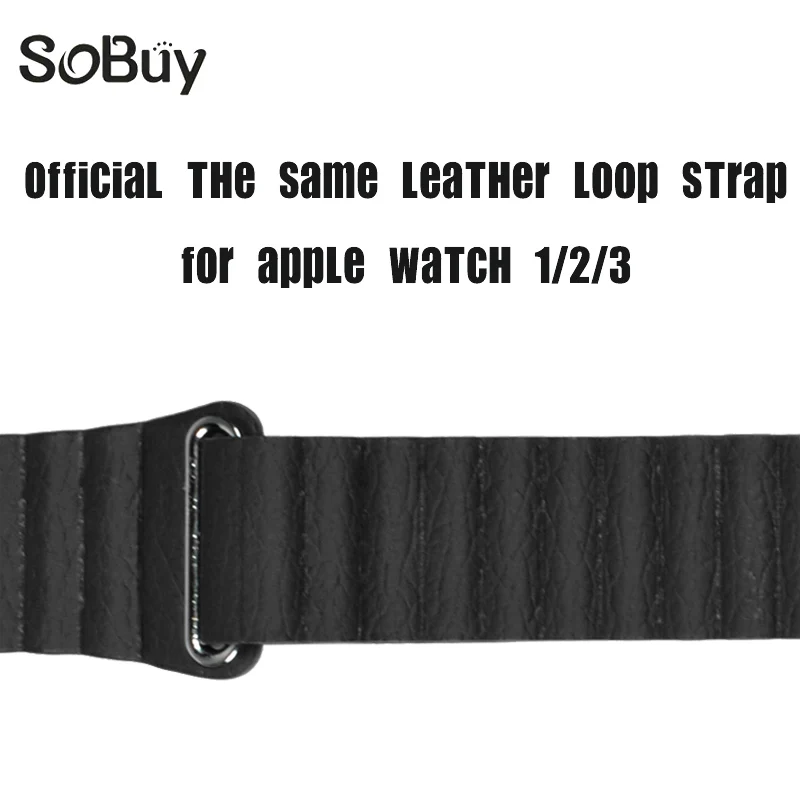 

for apple watch sport series 3/2/1 strap 38mm leather loop bracelet for iwatch wrist belt magnetic band 42mm watchbands