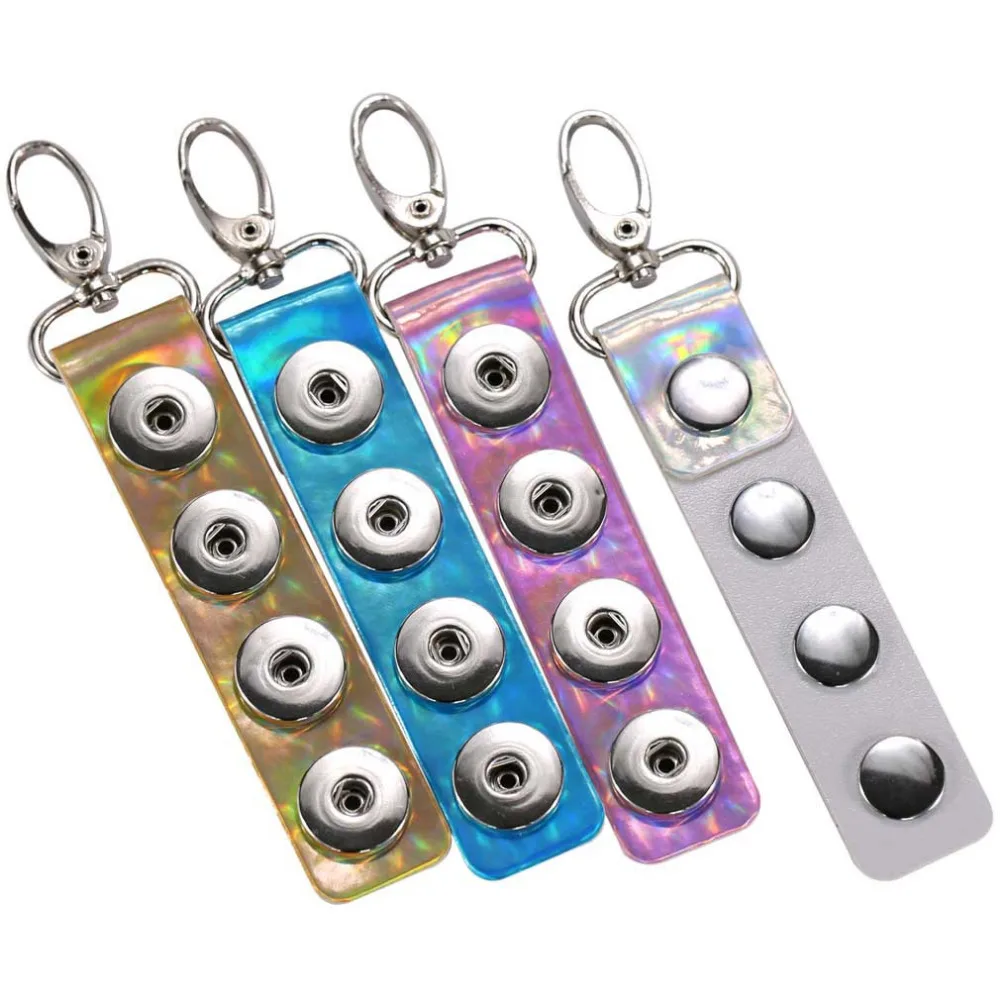 Buy Trendy Laser PU Leather 4 Snap Button Keychain