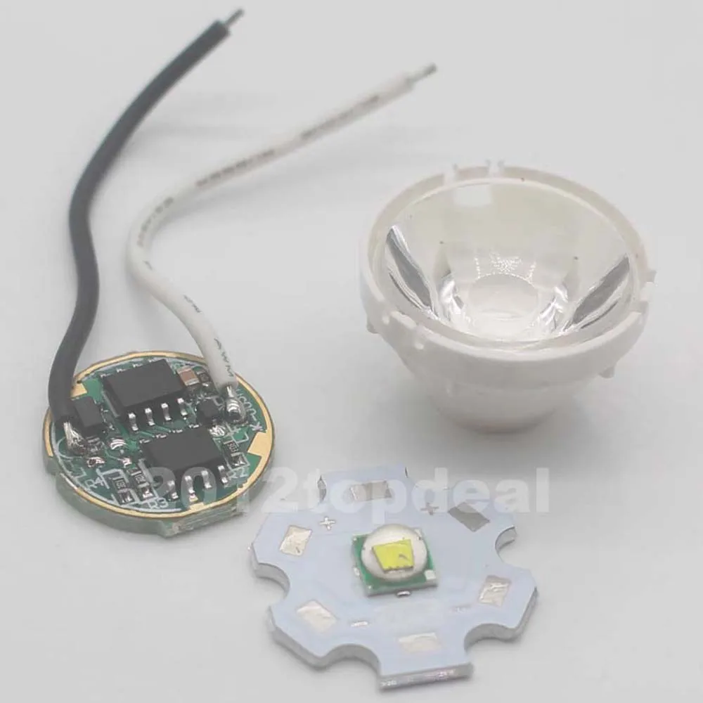 

1set Cree XM-L LED T6 White Light + 3.7V Driver + Lens with Base Holder