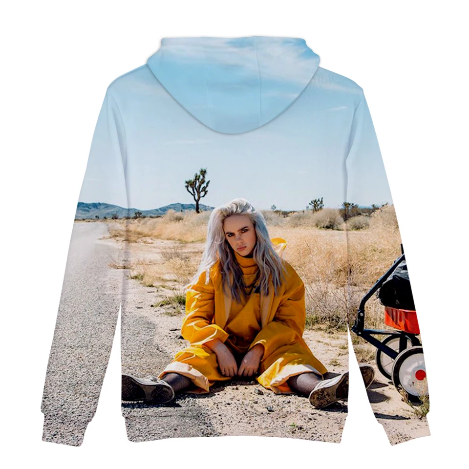 Billie Eilish 3D толстовки женские мужские Модные осенние Harajuku Billie Eilish 3D принт женские толстовки и толстовки желтый 4XL