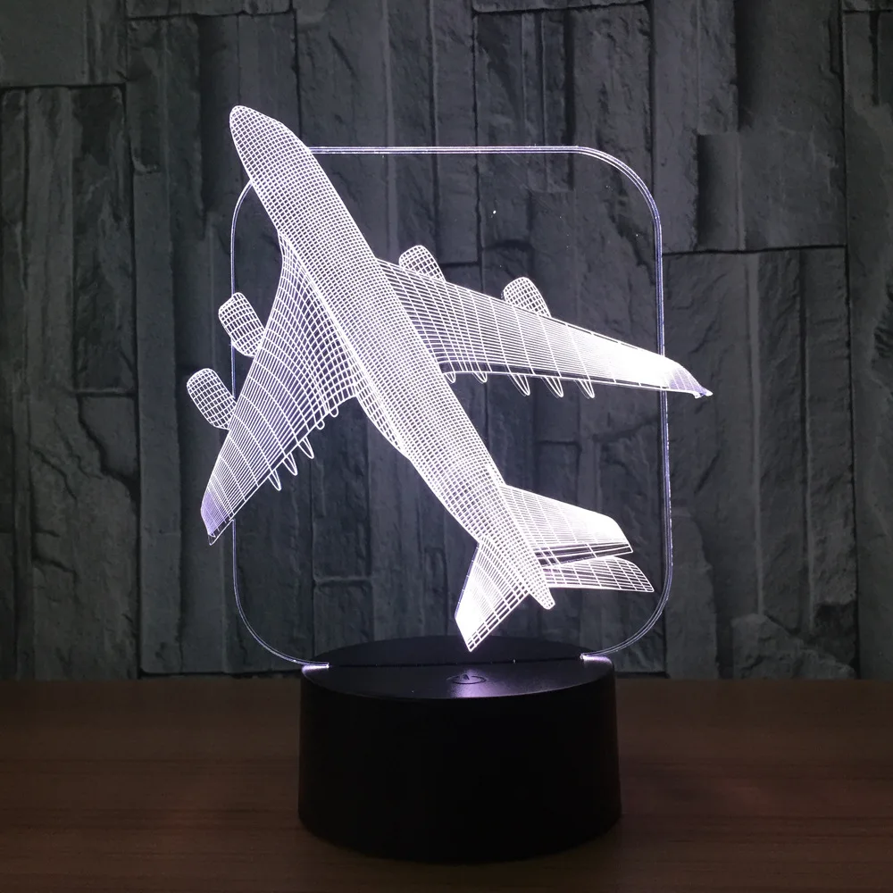  Cool Toy 3D aircraft warplane model creative night light touch jet plane desk lamp LED illusion lam