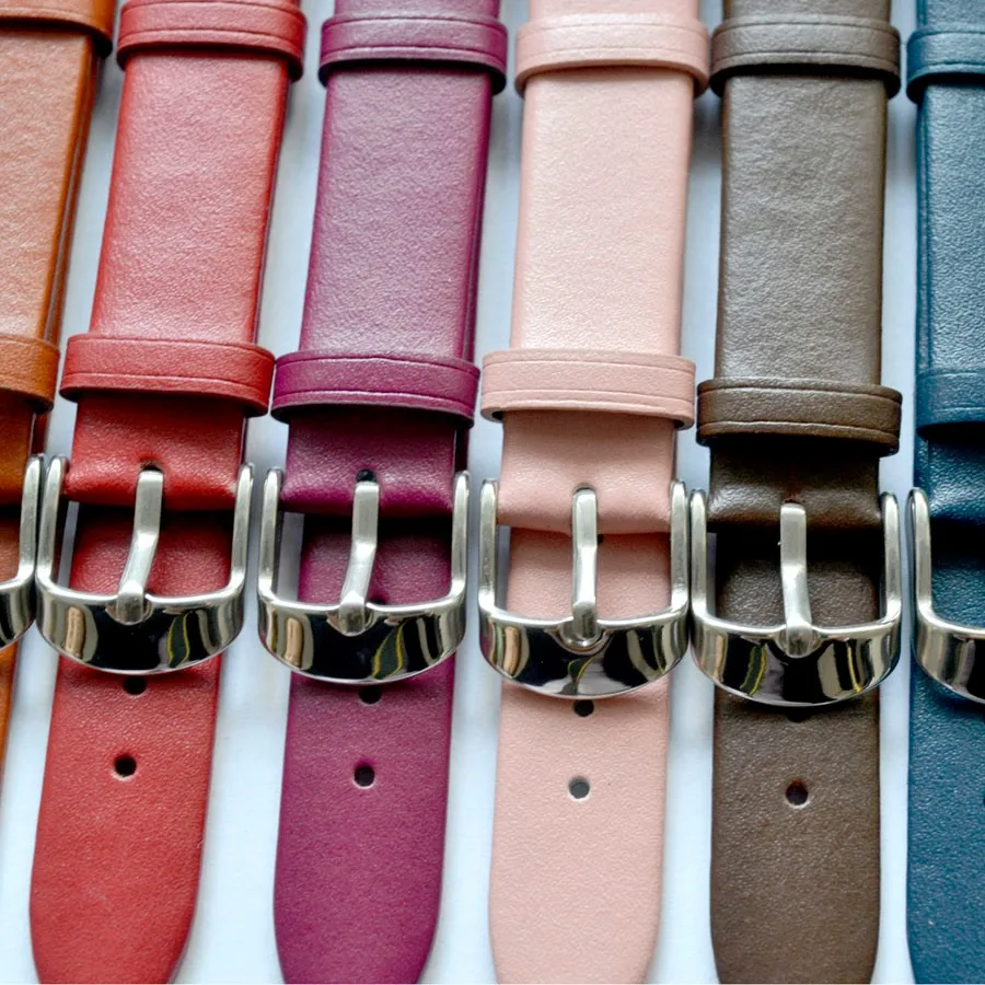 1PCS 12MM 14MM 16MM 18MM 20MM 22MM smooth grain genuine leather (cow split) watch band watch strap men and women straps WS0119