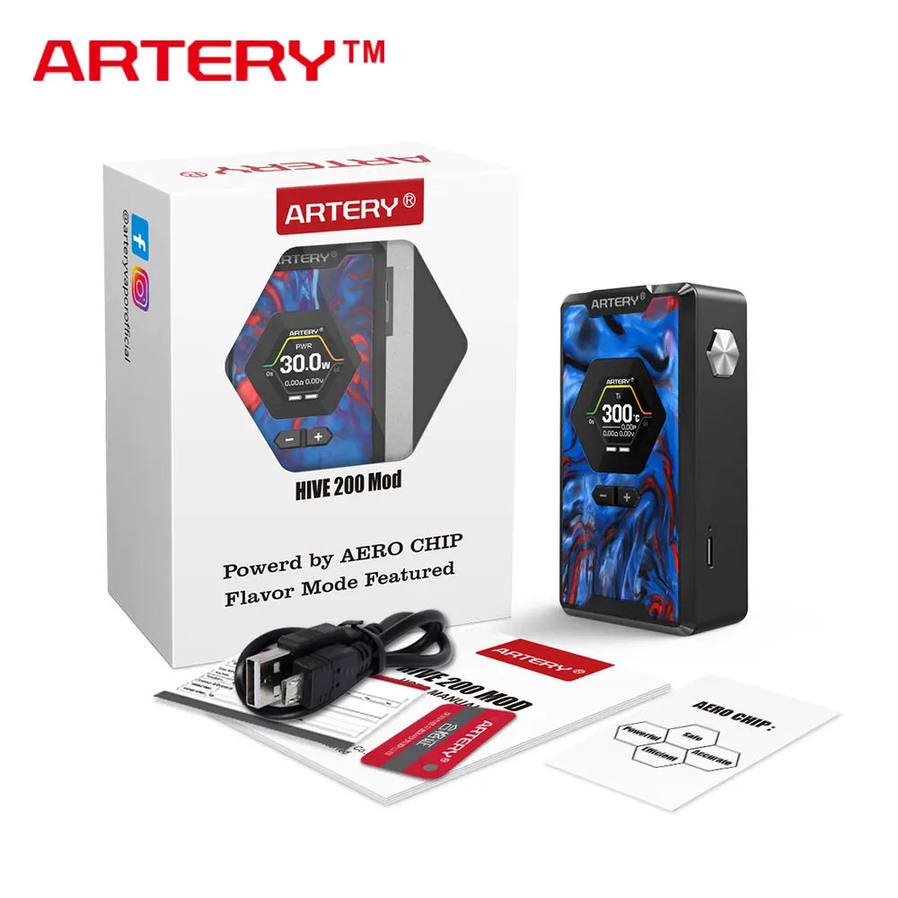 Original Artery Hive TC Box MOD Huge Power with 200W Max Output & Advanced AERO Chip & Innovative Original Artery Hive TC Box MOD Huge Power with 200W Max Output & Advanced AERO Chip & Innovative