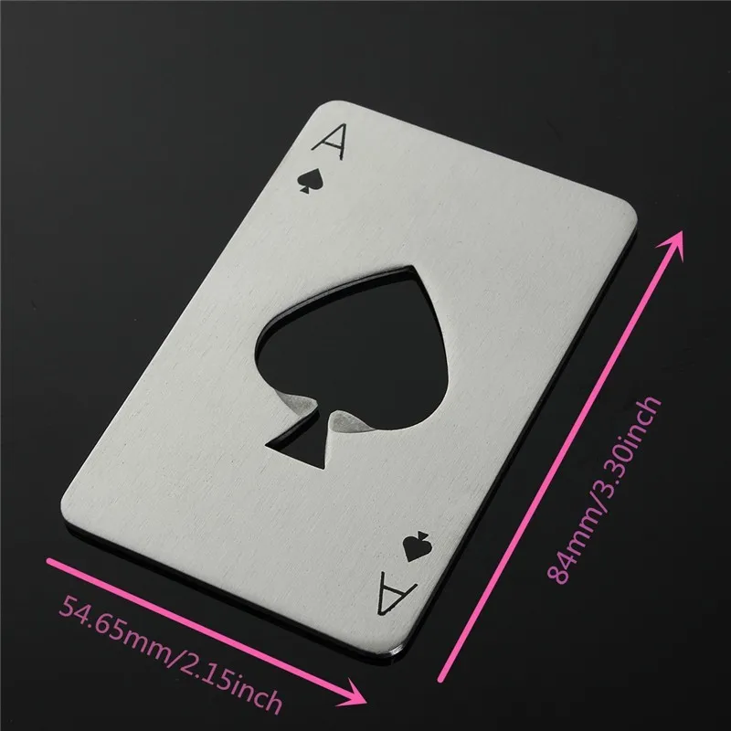 

500X Stainless Steel Poker Playing Card of Spades Bar Tool Soda Beer Bottle Cap Opener Gift