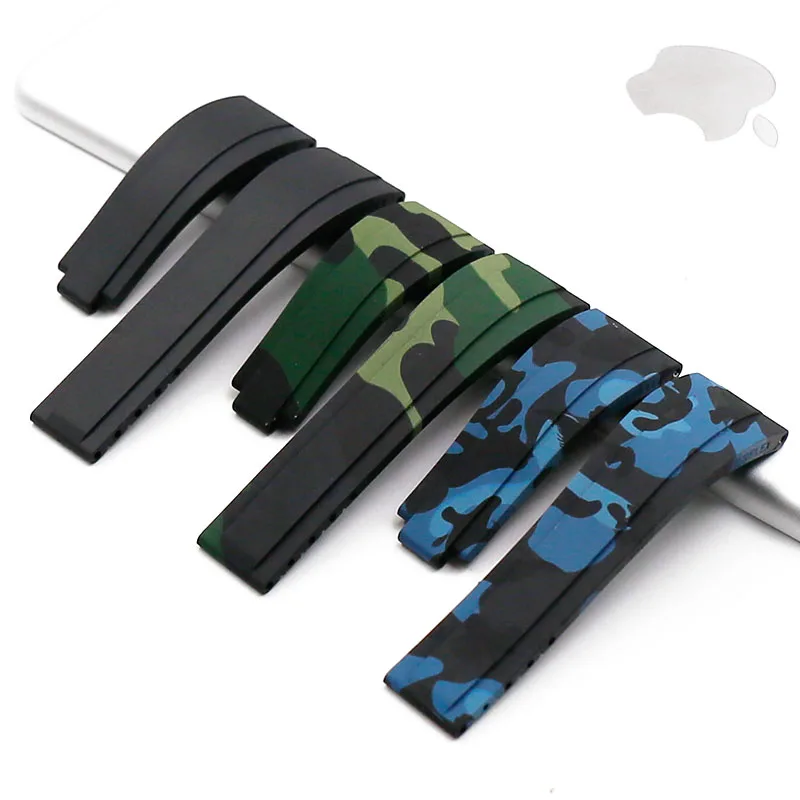 Camouflage rubber strap men 20mm for Rolex yacht Mingshi natural rubber green water ghost Ditong take waterproof watch band Camouflage rubber strap men 20mm for Rolex yacht Mingshi natural rubber green water ghost Ditong take waterproof watch band