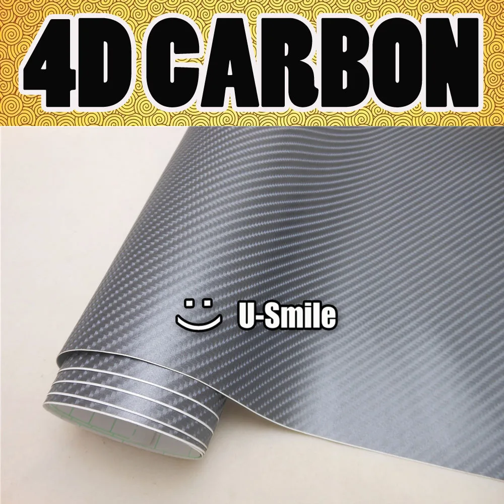 

Premium Gray Grey 4D HD Carbon Fiber Vinyl Vehicle Wrap Sheet Bubble Free For Vehicle Wraps Size:1.52X30M/Roll