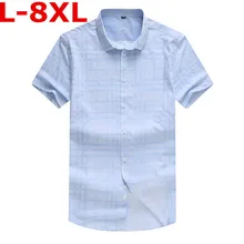 Мужская рубашка большого размера 8XL7XL, мужские шорты, свободная рубашка с рукавами, клетчатое платье, рубашка, летняя рубашка Camisa Social Masculina Chemise Homme