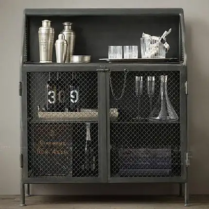 Industrial Loft Style Wrought Iron Sideboard Cabinet Storage