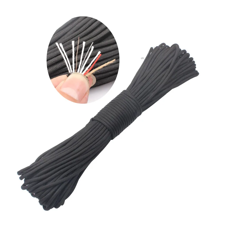 CAMPINGSKY Firecord 550 Paracord مع خيط صنارة الصيد MULTI-PURPOSE سلك مصبح الجوت صوفان حبل بقاء Paracord 550 100FT 50FT