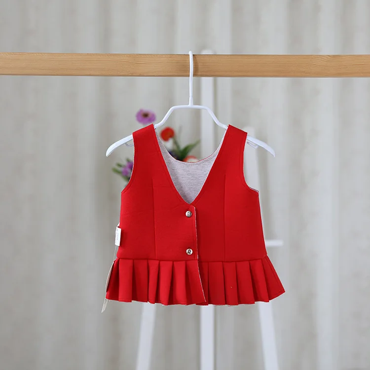 Free shipping 3 colors 2016 Autumn baby girls ruched vests kid outerwear toddler girl waistcoats