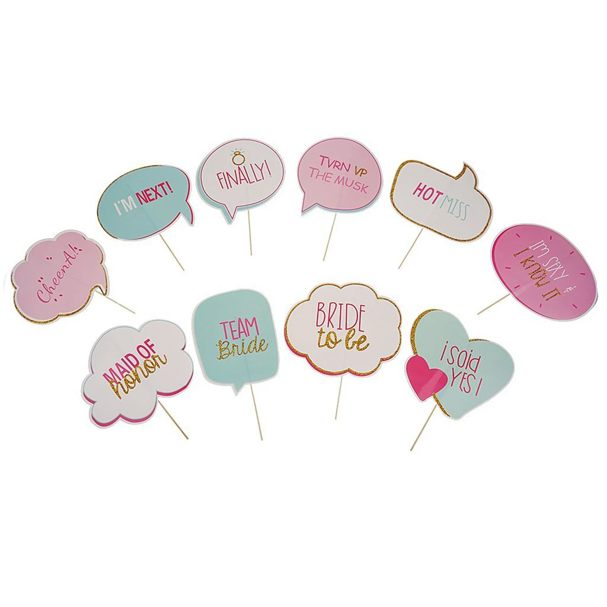 10pcs Selfie Photo Booth Props On A Stick For Wedding Engagement Party