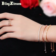 BeaQueen модные крошечные кубические циркония камни Установка желтое золото цвет регулируемые браслеты ювелирные изделия для женщин B154