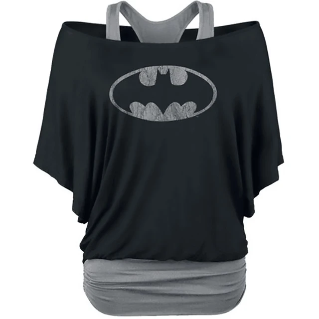 fancyqube batman fake 2 pieces womens t shirt new bat sleeve t women s plus size batman shirt