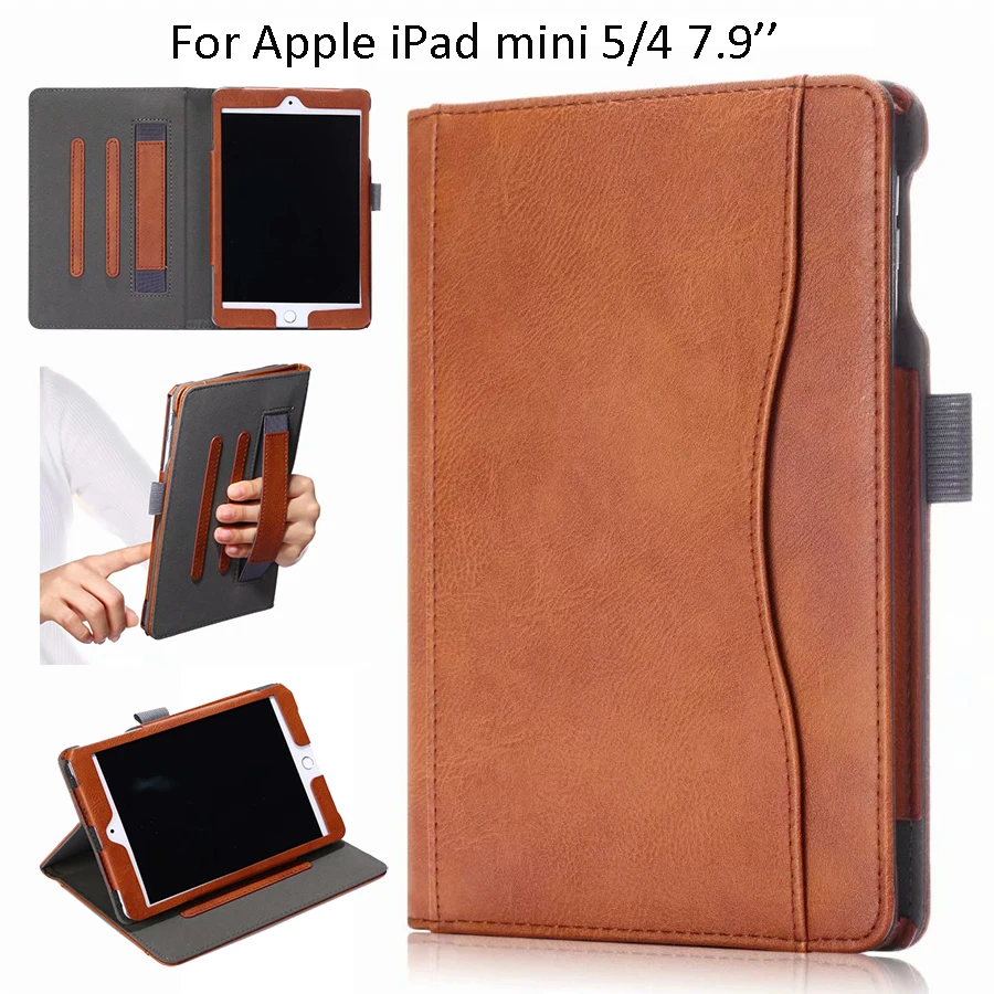 

Luxury Leather Smart Cover for Apple iPad mini 5 7.9 2019 Case Magnetic Stand Tablet Flip Case Hand Holder for iPad Mini 4 Coque