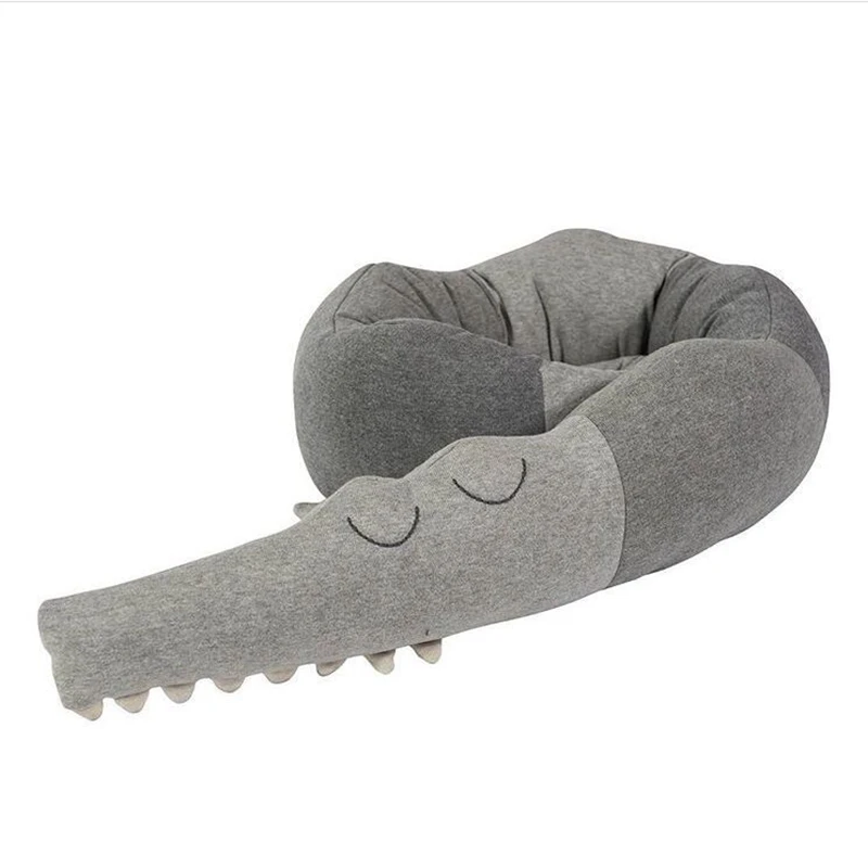Бампер для детской кровати 185 см крокодиловые плюшевые игрушки Длинные подушки подушечки для детской кроватки вкладыш украшение детской комнаты реквизит для фотосессии - Цвет: gray