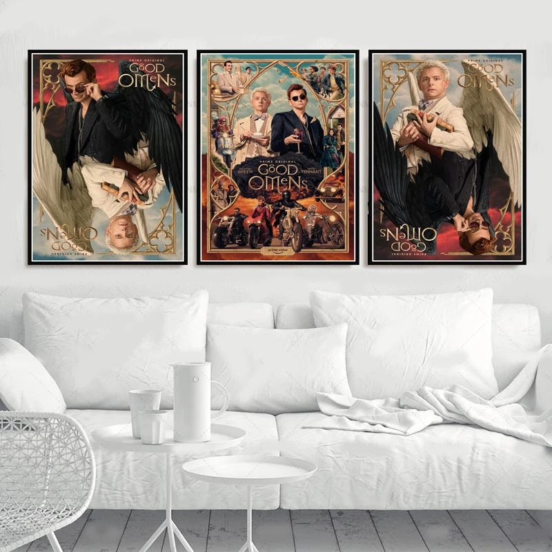 

Canvas oil Painting Hot Good Omens Neil Gaiman TV Series Show 2019 Movie Poster Prints Wall Art Pictures Living Room Home Decor