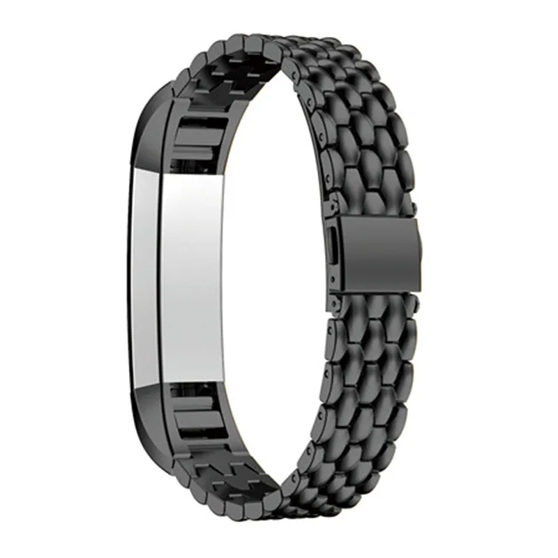 Высококачественный ремешок для часов, роскошный ремешок для часов из нержавеющей стали, ремешок для Fitbit Alta Tracker, сменные Ремешки для наручных часов, роскошный - Цвет: Черный
