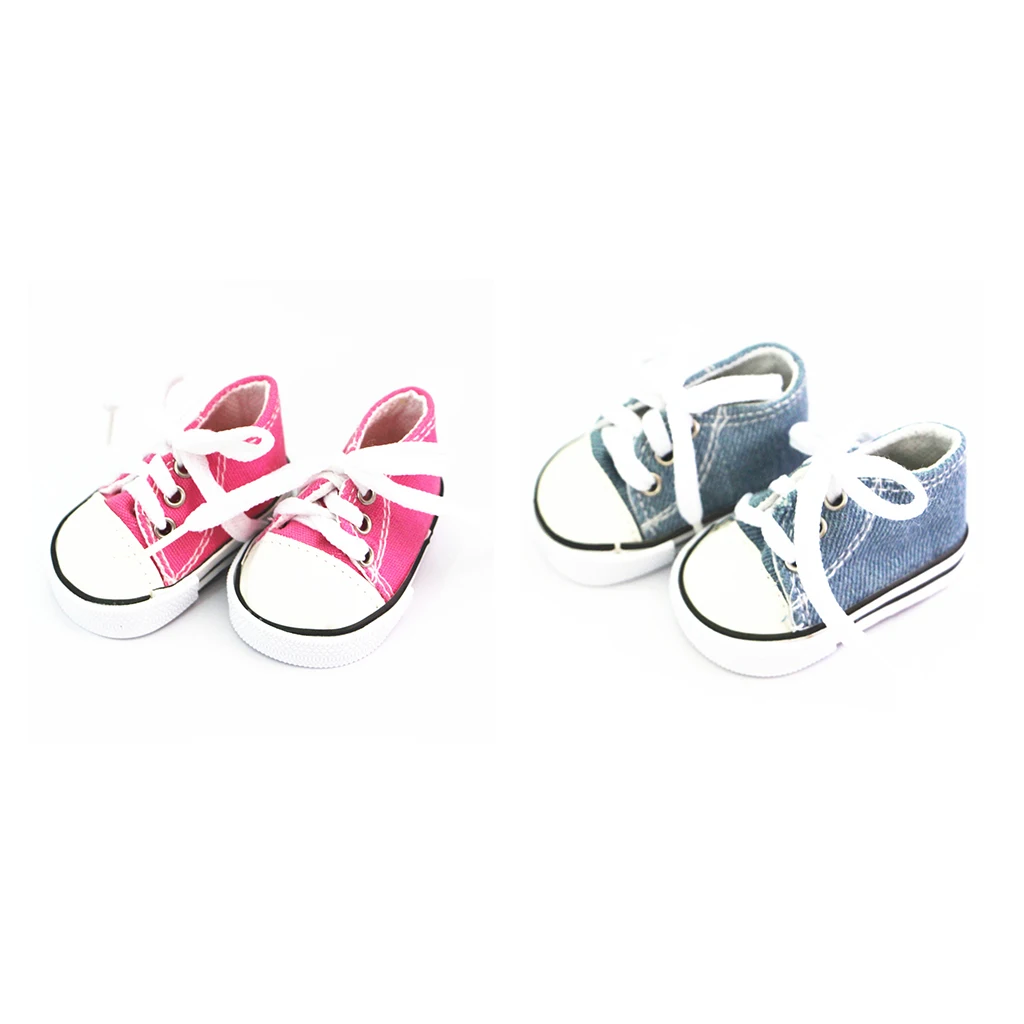 18inch Fashion Dolls Clothing Stylish Casual Canvas Shoes Flats Sneaker For   Doll Outfits Accessory 2 Pairs