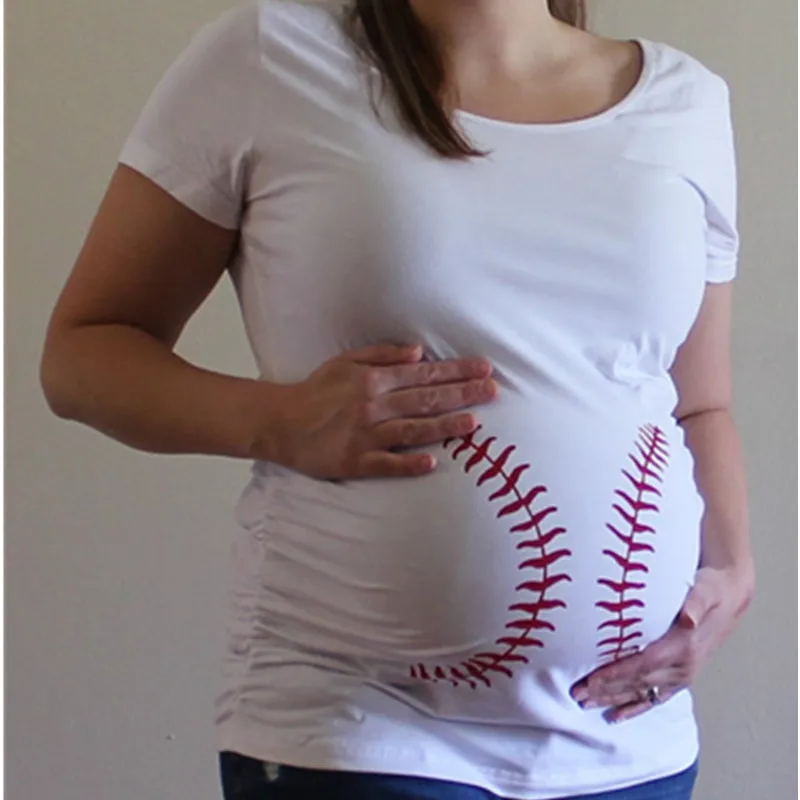 Pregnant Maternity Loose T Shirts Softball Printed T shirt For
